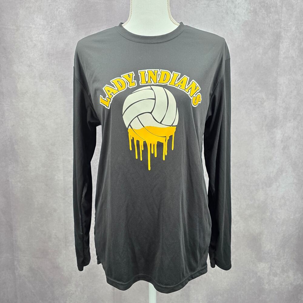 A4 Black Long Sleeve Lady Indians Sportswear Activewear‎ Tshirt Small